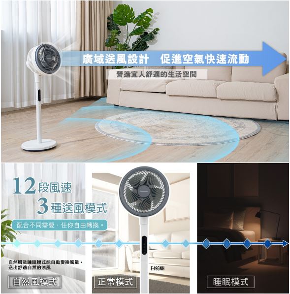 PANASONIC 樂聲 F-19GNH DC摩打風扇 (19厘米/7.5吋)