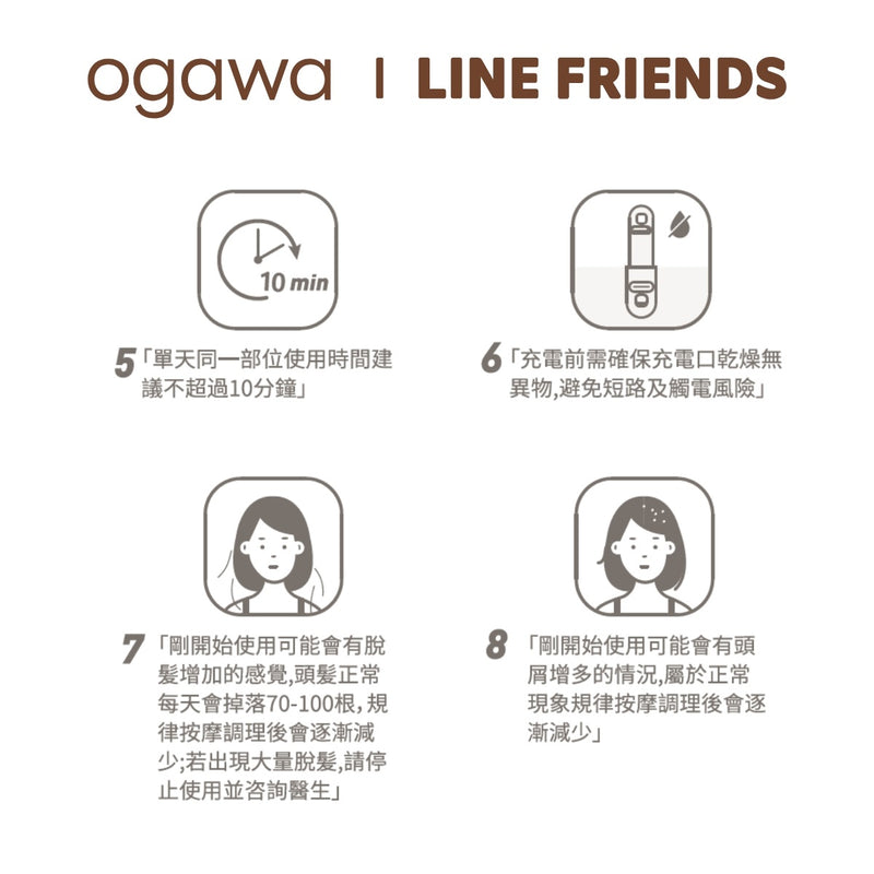 OGAWA OL-0367 Line Friends 頭部按摩爪 棕色熊大
