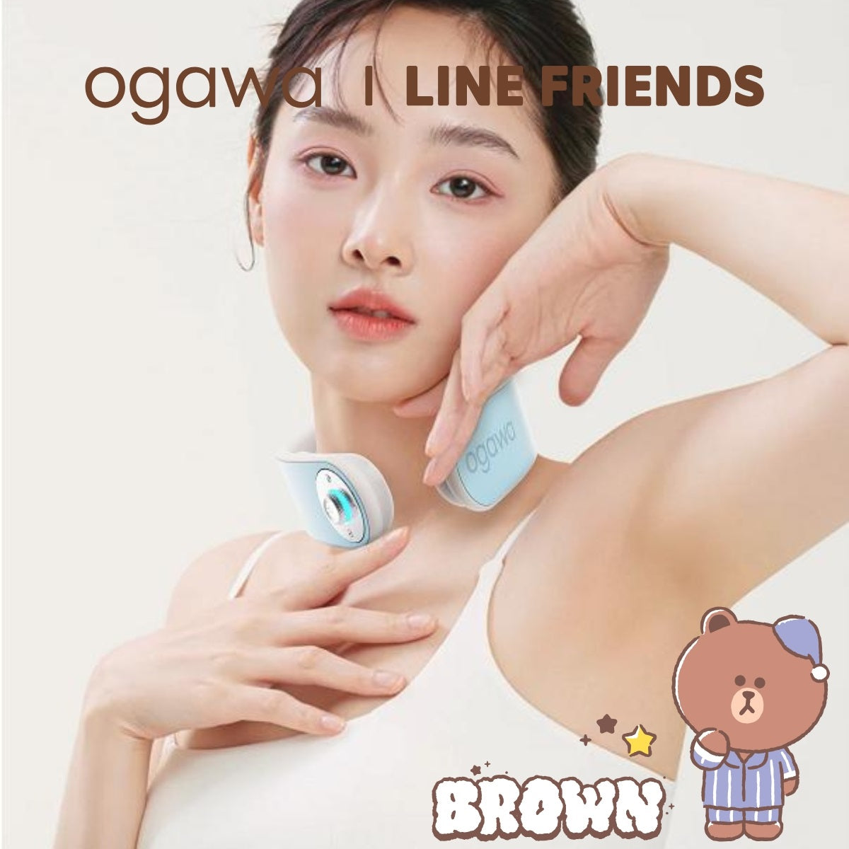 OGAWA OL-0842 Line Friends EMS頸部按摩儀 藍色熊大